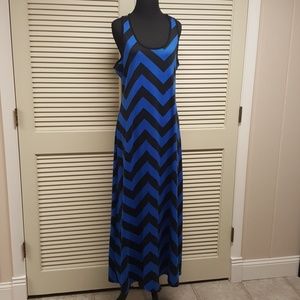 Blue and Black Chevron Maxi Dress